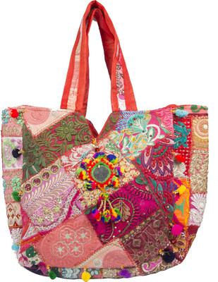 

Handmade Pink Red mirror Multipurpose Bag(Multicolor, Red, Pink, 4 L)