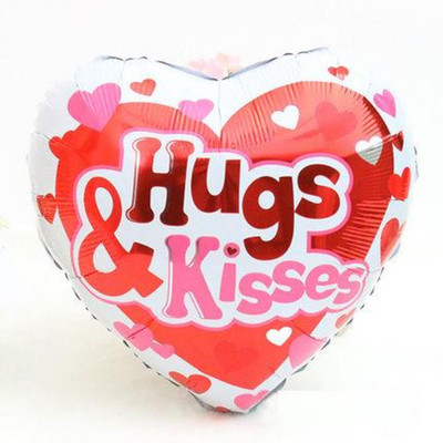 

Funcart Printed HUGS AND KISSES FOIL BALLON (45 CM BY 45 CM) HEART SHAPE Balloon(Multicolor, Pack of 1)