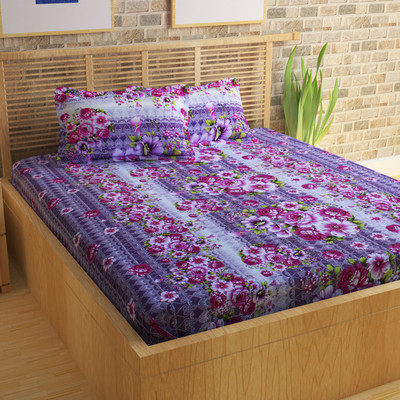 

Story@Home 104 TC Cotton Double Floral Bedsheet(Pack of 1, Pink)