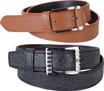 

Martell Men Casual, Formal Black Artificial Leather Belt, Brown
