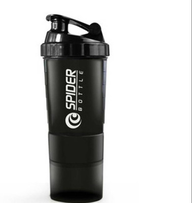 

S.Blaze Shaker Bottle for gym with 2 Storage Extra Compartment 500 ml Sipper(Pack of 1, Black)