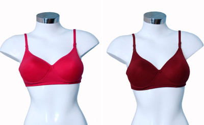 Pranky Seamless Mould Foam Combo 2 Women Full Coverage Lightly Padded Bra(Multicolor)