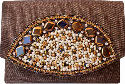 

Milan's creation Party Brown Clutch