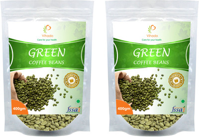 

Vihado Premium Green Coffee Beans / 100% Pure & Natural / 2 Pack Of 400g (Total 800g) Instant Coffee 800 g(Pack of 2, Green Coffee Flavoured)