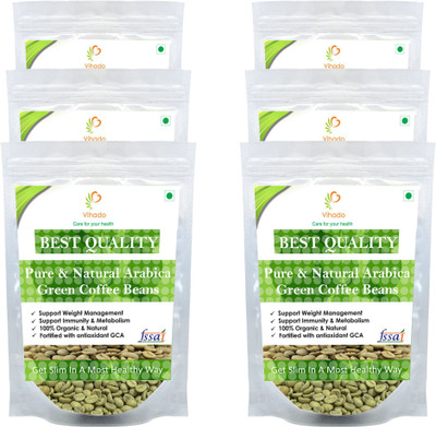 

VIHADO Best Quality 100% Pure Organic Green Coffee Beans Decaffeinated & Unroasted For Weight Management (Pack of 6) Roast & Ground Coffee 100 g(Pack of 6)