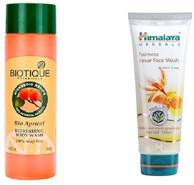 

Himalaya Fairness Kesar Face Wash, Biotique Apricot Body Wash(Set of 2)