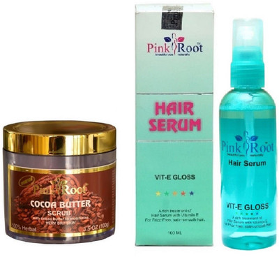 

Pink Root Cocoa Butter Scrub 100gm and Hair Serum 100ml(Set of 2)