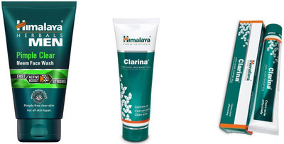 

Himalaya mens pimple clear face wash with clarina mask and cream(Set of 3)