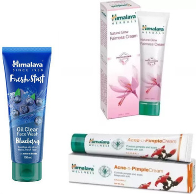 

Himalaya oil clear blueberry face wash, natural glow fairness cream, acne-n pimple cream(Set of 3)