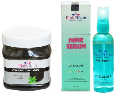 

Pink Root Charcoal Gel 500ml and Hair Serum 100ml(Set of 2)