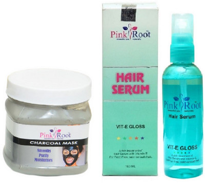 

Pink Root Charcoal Mask 500ml and Hair Serum 100ml(Set of 2)