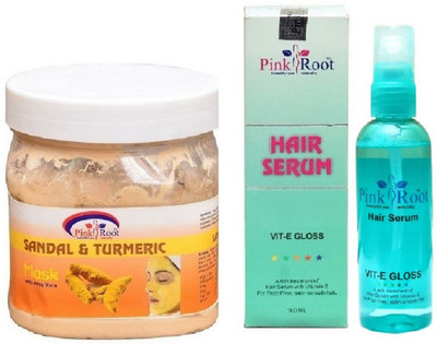 

Pink Root Sandal & Turmeric Mask 500ml and Hair Serum 100ml(Set of 2)