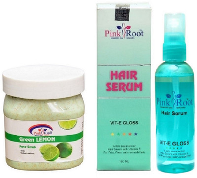 

Pink Root Green Lemon Scrub 500ml and Hair Serum 100ml(Set of 2)