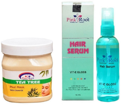 

Pink Root Tea Tree Mud Mask 500ml and Hair Serum 100ml(Set of 2)