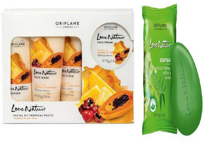 Love Nature Facial Kit Tropical Fruits & Antibacterials Neem Basil Soap Bar (Pack of 2)(Set of 2)