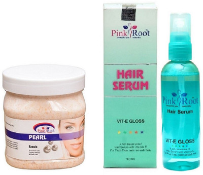 

Pink Root Pearl Scrub 500ml and Hair Serum 100ml(Set of 2)