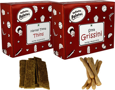 

Infinite Palates Soya Grissini with Haryali Tikka Thins(200 g, Pack of 2)