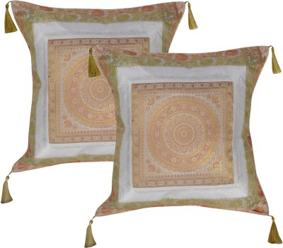 Lal Haveli Silk Cushions & Pillows Cover(Pack of 2, 45.72 cm*42.72 cm, White)