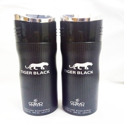 

Cosmo TIGER BLACK Perfume Body Spray - For Men & Women(400 ml, Pack of 2)