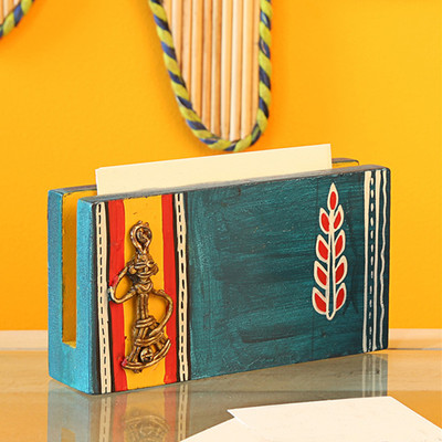 

ExclusiveLane 1 Compartments Pine Wood Business Card Holder(Multicolor)