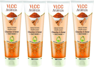

VLCC Ayurveda Natural fairness double action chandan & Kesar face wash 100ml(pack of 4) Face Wash(400 ml)