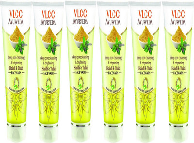 

VLCC Ayurveda Deep pore cleansing & Brightening Haldi & Tulsi face wash 50ml(pack of 6) Face Wash(300 ml)