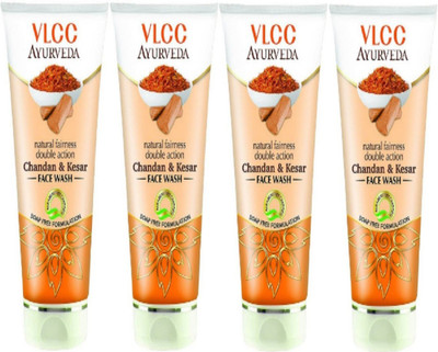 

VLCC Ayurveda Natural fairness double action chandan & Kesar face wash 50ml(pack of 4) Face Wash(200 ml)