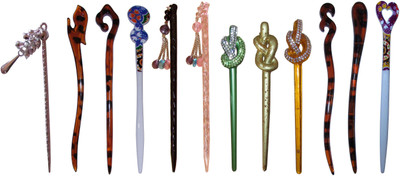

FIRKI Combo of Multi Color Juda Sticks Bun Stick(Multicolor)