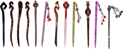 

Anjan Combo of Multi Color Juda Sticks Bun Stick(Multicolor)