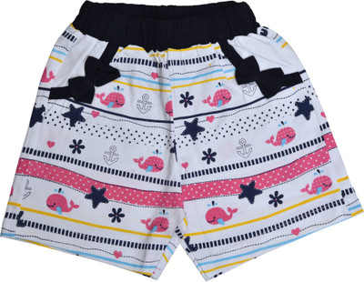 

Born Wear Short For Girls Casual Printed Cotton(White, Pack of 1