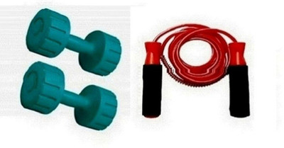 

FACTO POWER GREEN COLOR 5KG VINYL PLASTIC DUMBELL AND RED COLOR BEARING SKIPPING ROPE Gym & Fitness Kit