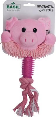

Goofy Tails Basil Squeaky Pig Face With Rope Plush Cotton Plush Toy For Dog