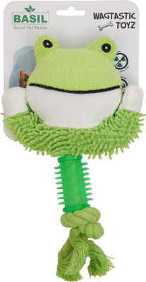 

Goofy Tails Basil Squeaky Frog Face With Rope Plush Cotton Plush Toy For Dog