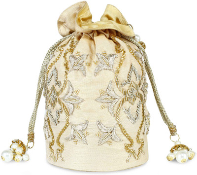 

The Purple Sack Golden motif embroidered potli Potli(Gold)