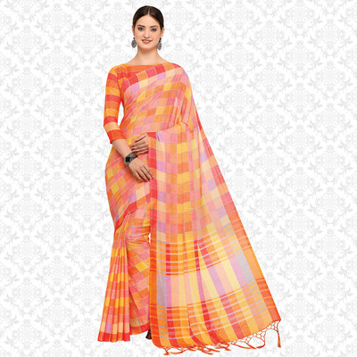 Divastri Checkered Daily Wear Art Silk Saree(Multicolor)