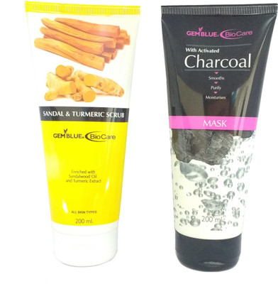 

Biocare Charcoal Mask and Sandal & Turmeric Scrub(400 ml)