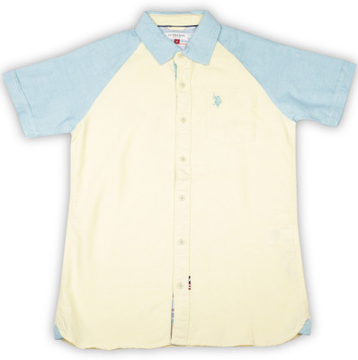 

US Polo Kids Boys Solid Casual Yellow, Blue Shirt, Lt. yellow