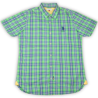 

US Polo Kids Boys Checkered Casual Blue, Green Shirt, Me green