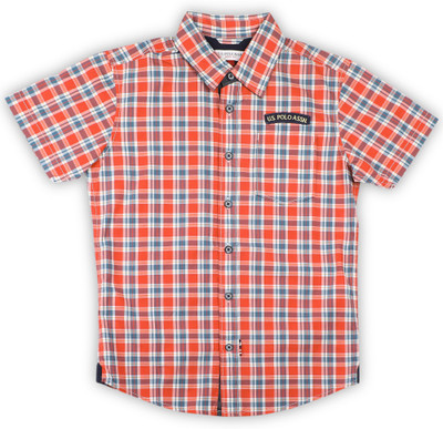 

US Polo Kids Boys Checkered Casual Red, Blue Shirt, Me. red