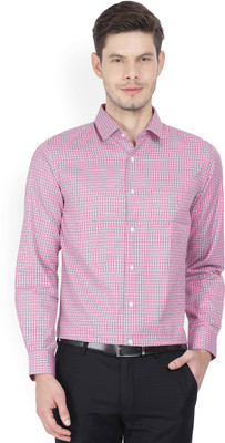 PETER ENGLAND Men Checkered Formal Pink Shirt