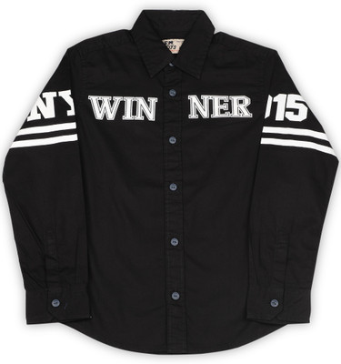 

Flying Machine Boys Printed Casual Black Shirt