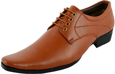 

Aveero Burnished Synthetic leather Derby Office/Party/Wedding Lace Up Shoe for Men Corporate Casuals For Men(Tan