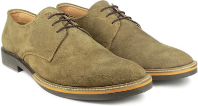 

Dockstreet Genuine Suede Leather Corporate Casuals For Men(Olive, Tan