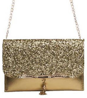 

Aliado Women Evening/Party Gold Leatherette Sling Bag