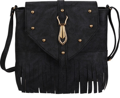 

BISMAADH Girls Casual, Formal Black PU Sling Bag