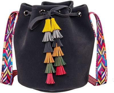 

peaubella Women Casual Black Felt Sling Bag