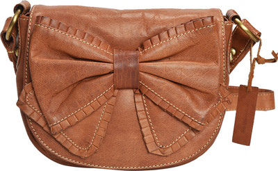 

Bagatella Girls Casual Tan Genuine Leather Sling Bag
