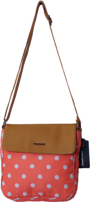 

Fastrack Women Casual Orange, Tan Canvas Sling Bag