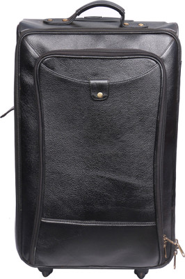 

OBANI Genuine Leather Trolley bag Small Travel Bag - Large(Black)