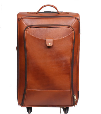 

OBANI Genuine Leather Trolley bag Small Travel Bag - Large(Tan)